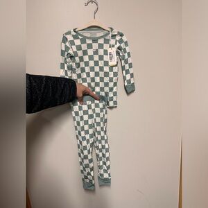 Little One Shop Sage Checkered bamboo pajamas